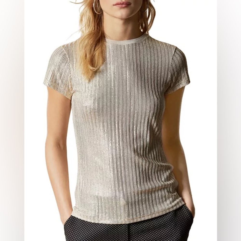 Ted Baker Catrino Metallic Rib Knit Tee
